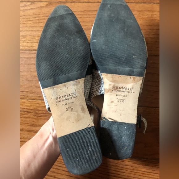 ❤️Brunate Black and White Slingback Sandals Shoes Leather Made in Italy EUR 37.5 - Picture 4 of 8